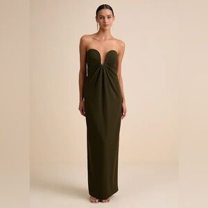 Thula Dark Olive Cutout U-Bar Column Maxi Dress